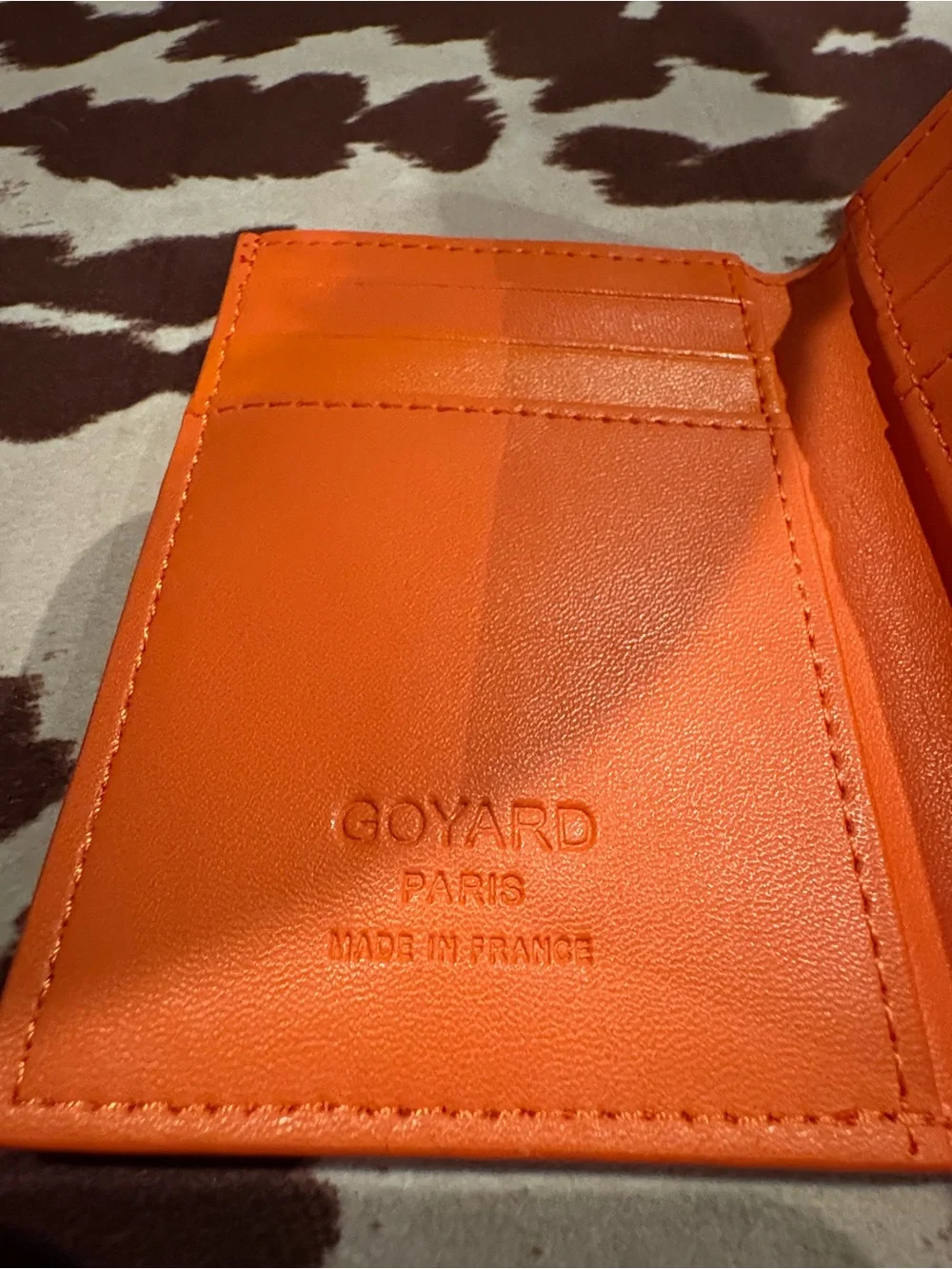 Goyard Orange Saint Sulpice Card Wallet / Slim Bifold Card Holder Made in France